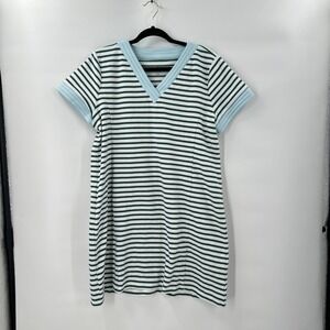 T by Talbots Petites Coastal Shirt Dress XL Striped‎ Green Preppy Nautical